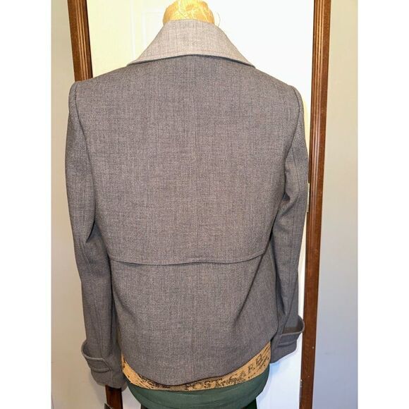 NWT Tommy Hilfiger Women's Gray Contrast-Trim Trench Jacket Blazer Size 4 - Picture 9 of 16